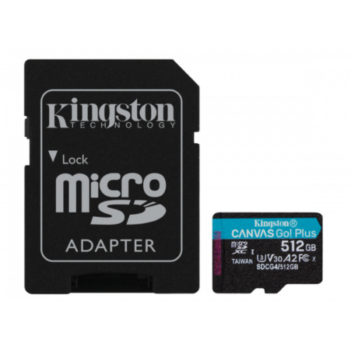 000000000041720815809SDCG4512GB-5 MicroSD KINGSTON 512GB c/Adap Canvas GO! Plus Gen4 (4K Camara-Drones)(8040)