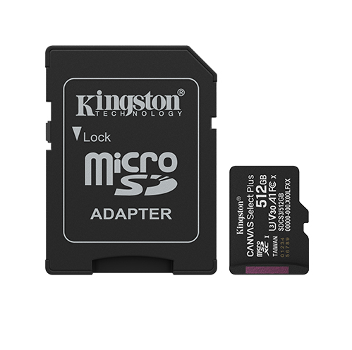 0000000000417868109341-5 MicroSD KINGSTON 512GB c/Adap Gen3 150MB/s Canvas S Plus CL10 (8552)