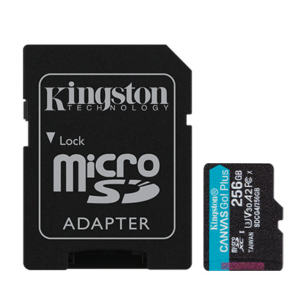 MicroSD KINGSTON 256GB c/Adap Canvas GO! Plus Gen4 (4K Camara-Drones)(7999)