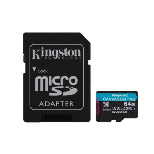 000000000041720614240SDCG464GB MicroSD KINGSTON 64GB c/Adap Canvas GO! Plus Gen4 (4K Camara-Drones)(7890)
