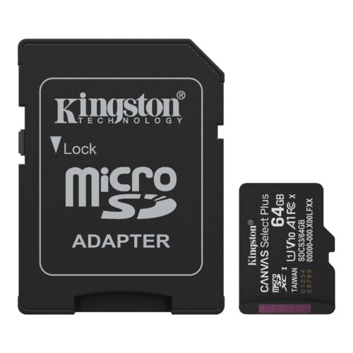 0000000000417602755761 MicroSD KINGSTON 64GB c/Adap Gen3 100MB/s Canvas S Plus CL10 (8408)