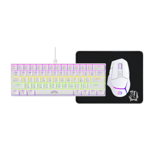 000000000041853038659418530 Combo Gamer Raptor Teclado Mecánico 68 teclas White + Mouse RGB 8000dpi White + Mouse Pad S (3101)